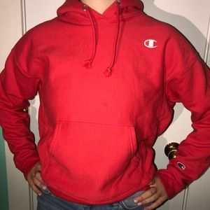 Red champion hoodie